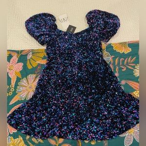 Zara sequin mini dress with puff sleeves